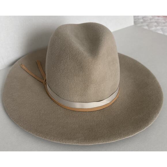 Calypso St Barth Pure Rabbit Fur Felt Fedora Women's Hat Beige Made In USA - Picture 5 of 11